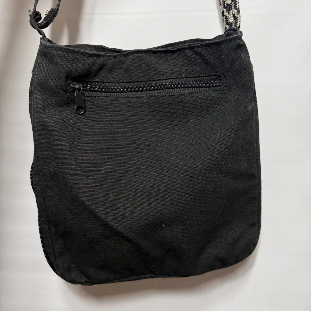 KAVU Keeper Crossbody Bag Black Canvas Rope Strap Purse Travel Messenger Handbag